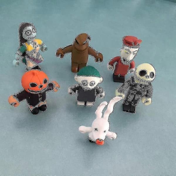 The Nightmare Before Christmas Figur Leksak Docka Dekor Prydnader Halloween Barnpresent 7st