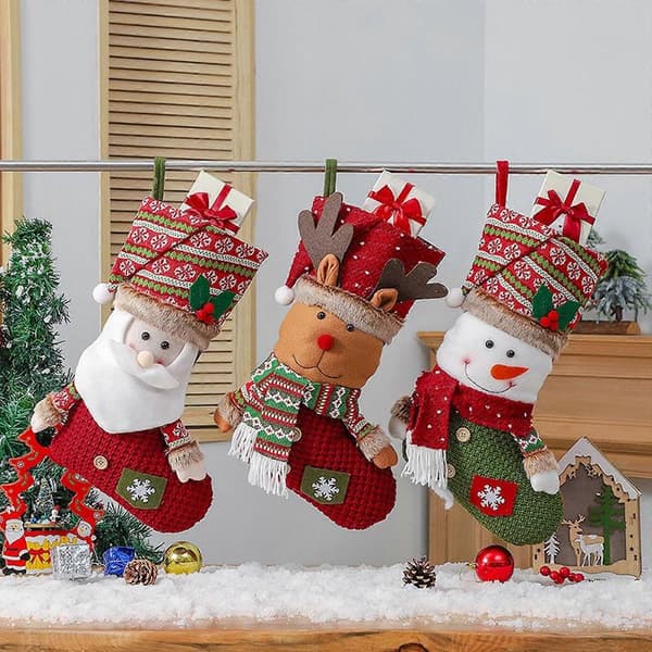 Jultomte Snögubbe Älg Presentstrumpor - Julgransdekoration