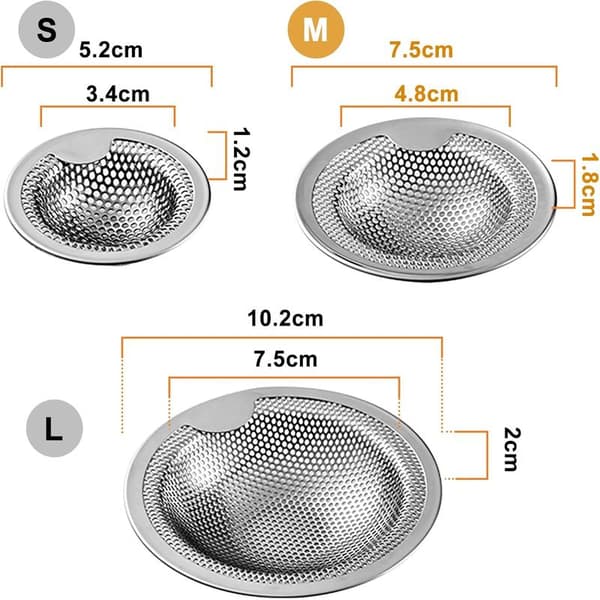 Rustfritt stål vask sil sett med to stykker (7,6 CM)