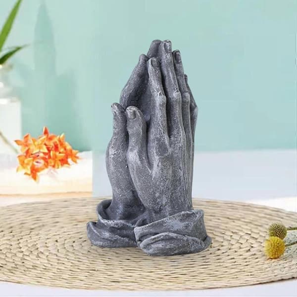 Bedende Hænder Figur Skrivebords Ornament Kunstnerisk Hånd Gestus Statue Skulptur Model Til Stue Gray