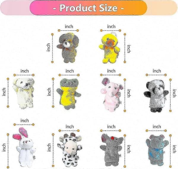 10-pack djurfingerdockor för barn, presenter till babyshower och födelsedagsfester