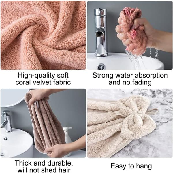 4-pack hängande handdukar med öglor, mikrofiber korallfleece