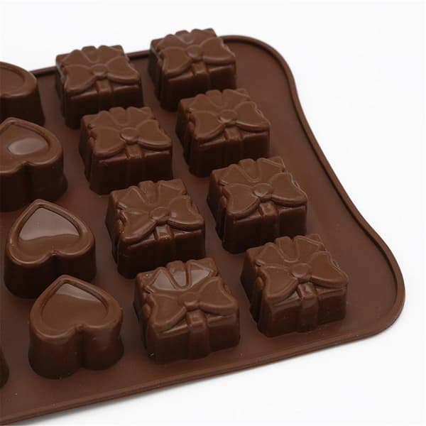 Pralinform Roser Hjerter Gaver Chokoladeform | 24 Praliner Silikoneform Brun brown