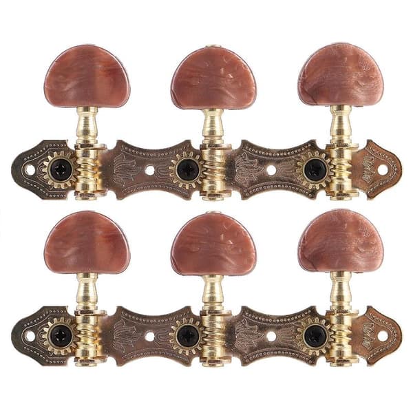 2 st Trippelknapp Klassisk Gitarr Strängstämskruvar Stämmekanik För 6-strängad Gitarr (Brunrött Huvud)