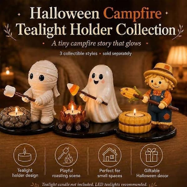 Sesongbasert dekorasjon – Halloween-leirbål telysholder, dekorativ kolleksjon C