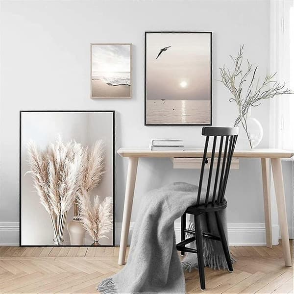 Set med 3 Affischer Vardagsrum - Bilder Dekoration Sovrum - Solnedgång Strand Stilfulla Väggbilder - Utan Bildram (40 X 60 Cm)