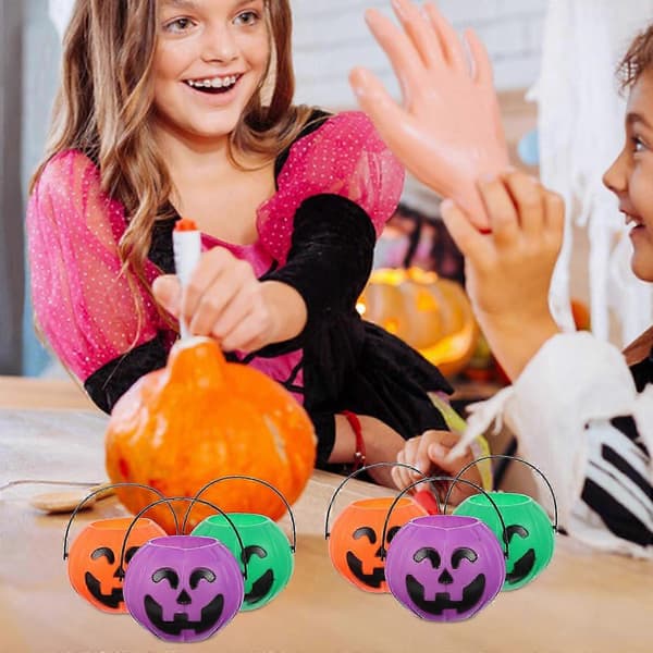 Heksekedel-spand Halloween slikholder til opbevaring 12 stk. sæt