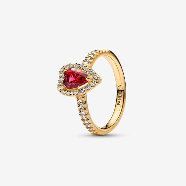 Pandora - Elevated Heart Ring - 14k guldbelægning Circumference: 56mm