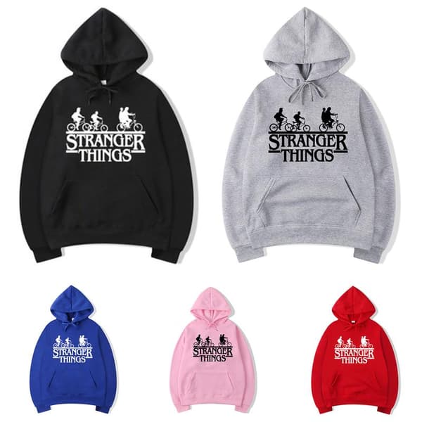 Stranger Things Trykte Hættetrøjer Bælte Sweatshirts Dame - Sort Black S