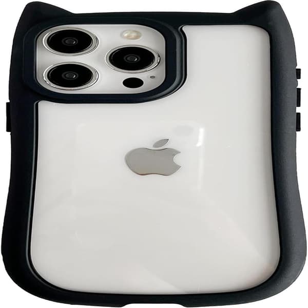 Søde Katteører Gennemsigtigt Telefoncover Kompatibelt med iPhone-cover (Sort, til iPhone 16 Pro)