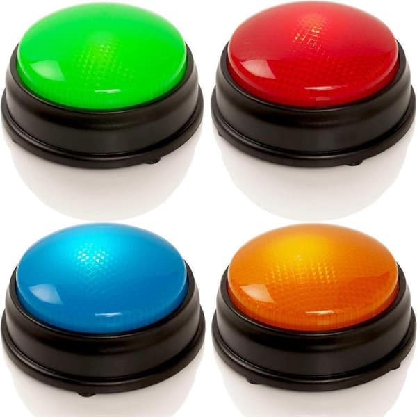 Quiz Buzzers - Sæt med 4 lys- og lydbuzzere til pubquiz-spil