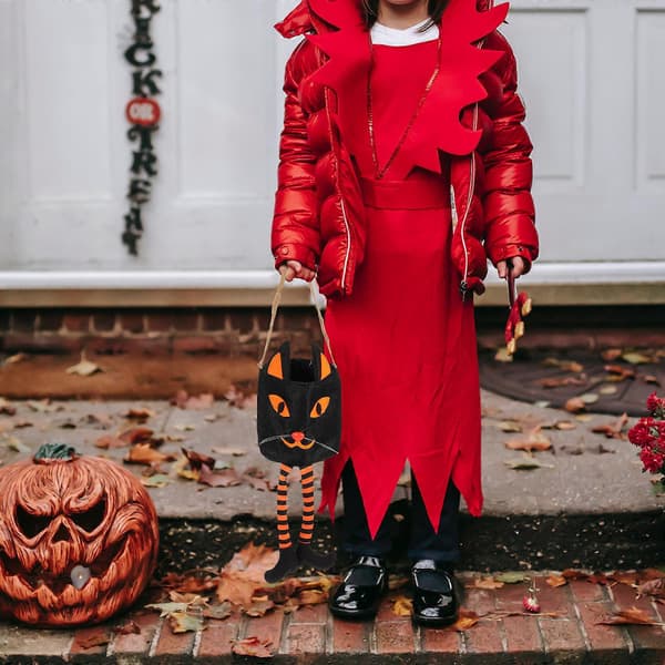 Halloween slikpose i kattestil til opbevaring af stofslikbeholder