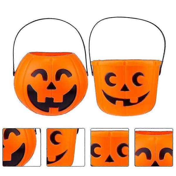 Sjov bærbar græskarbeholder til slik til børn til Halloween