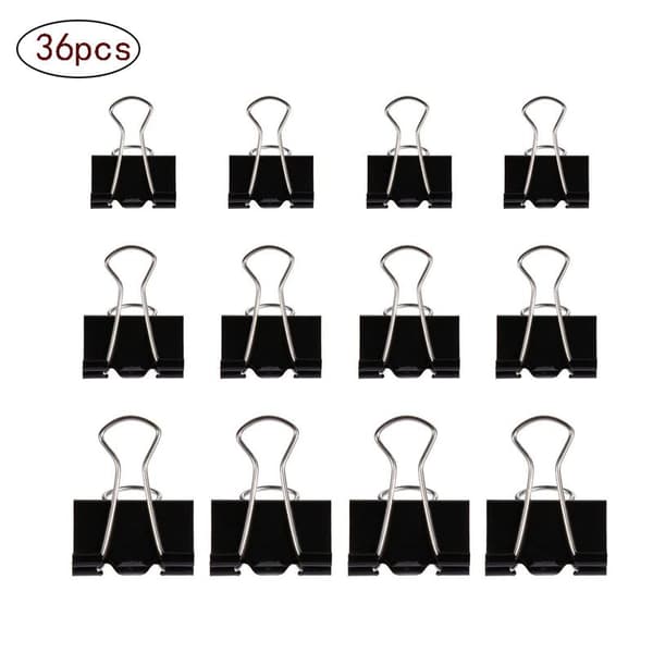 60 stk. Foldbare klemmer Multifunktionelle papirclips Binder Clips 19/25/32mm Sort
