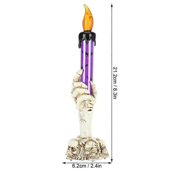 4 stk. Halloween-lysestake med simuleringsflamme og ond hånd-design for dekorasjon