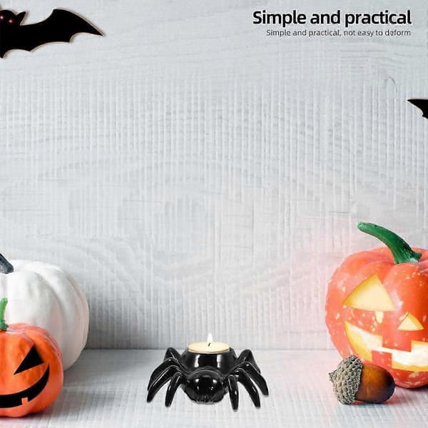 Keramisk ljushållare med spindeldesign för Halloween-heminredning
