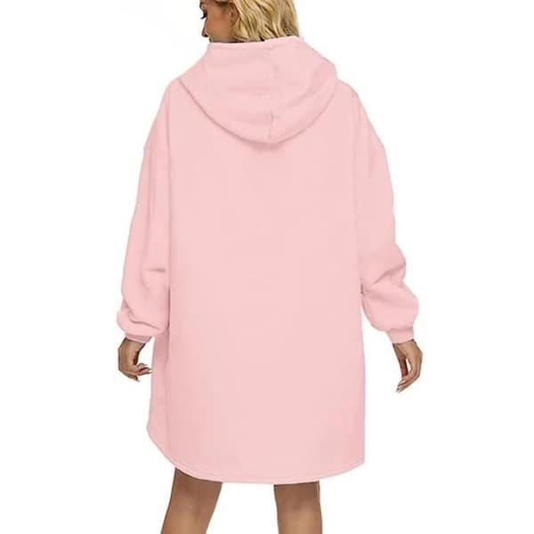 Pitkähihainen huppupuseropeitto taskulla, FREOSEN - Pinkki