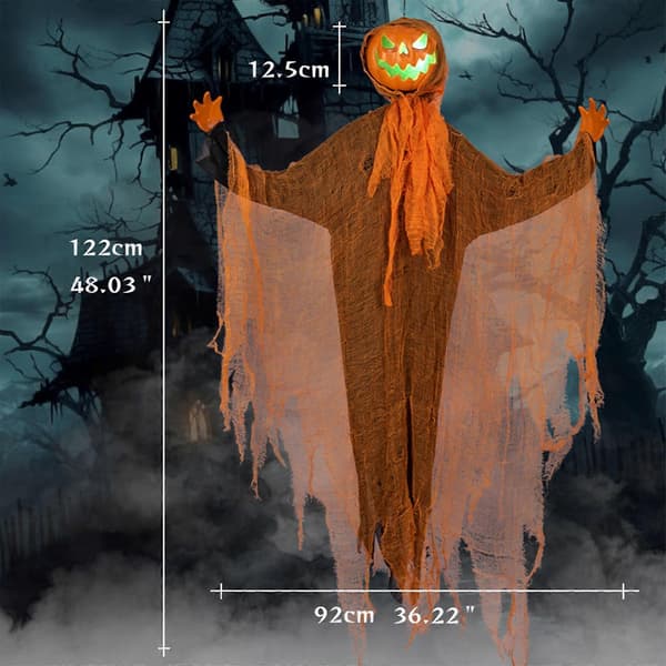 Ripustettava kummitus kurpitsapäällä, animoitu Halloween-rekvisiitta
