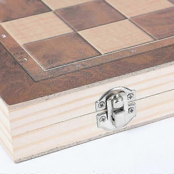25-26 Schackbräde Dam Backgammon 3-i-1 Spelset Träschack S LBZ
