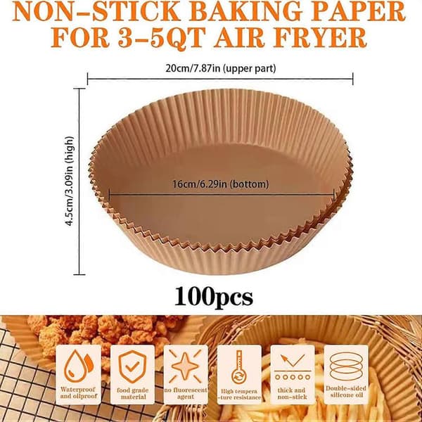 Airfryer-indlæg, 100 stk. Airfryer-papirindlæg