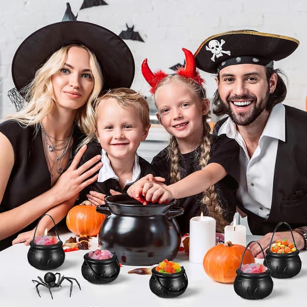 Halloween-dekorationsspand heks til opbevaring 12 stk. sort plastmateriale