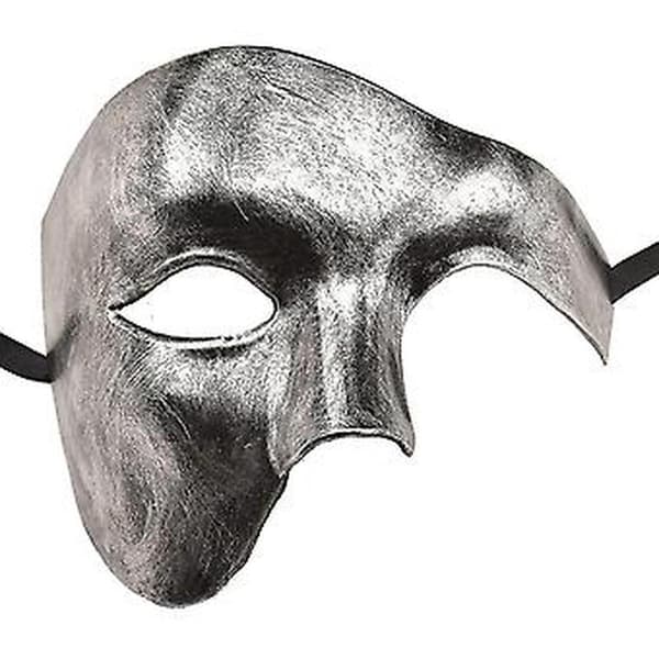 Maskerade maske for menn Halloween Operafantomet (Sølv)