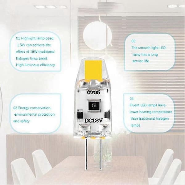 12 pcs G4 LED Bulb 12V DC Dimmable Cob LED G4 Lamp 2W 360 Degree Beam Angle to Replace 15W Halogen Bulb -1