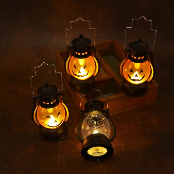 4 kpl retro LED-petrolilamppu Halloween-kurpitsa käsilamppu kynttilälamppu