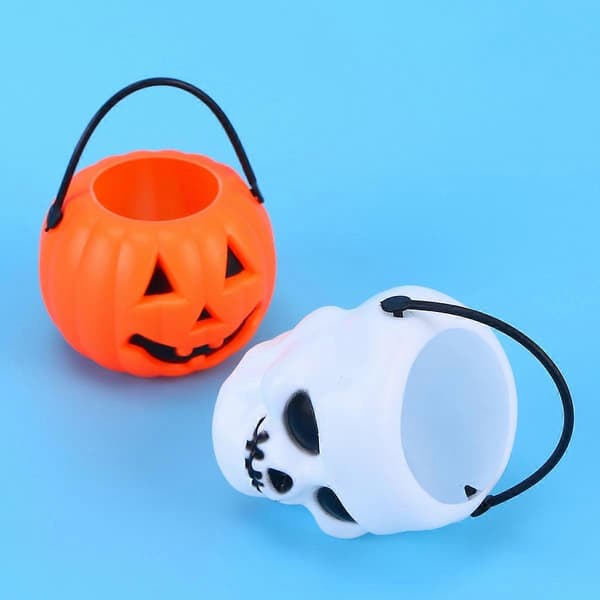 Assorterte farger gresskarbøtte godteribøtte for Halloween knask eller knep 12 stk