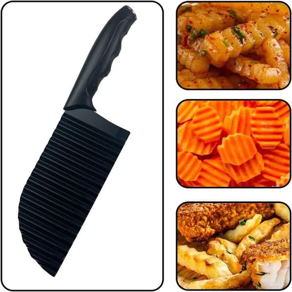 Bølgete Kutter, Potetkutter, Rustfritt Stål Bølgete Blad Grønnsakskutter, Håndholdt Chipper Chopper for Pommes Frites, Grønnsaker,