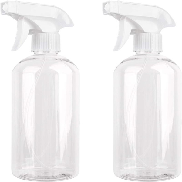 500ML Tom Sprayflaska, 2-pack Tomma Sprayflaskor i Plast med Pump, Transparent