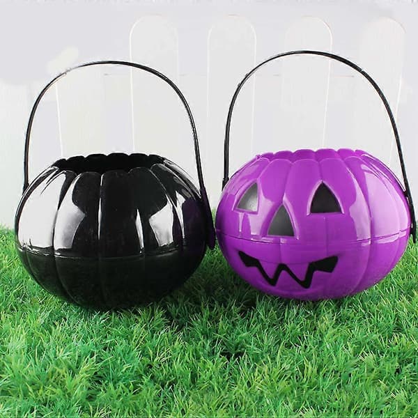 Sammenleggbar og avtakbar gresskarbøtte for Halloween-dekorasjon (Lilla)