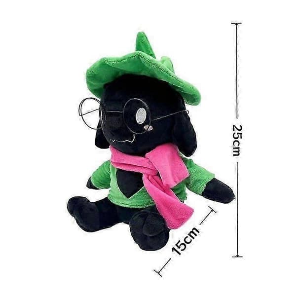 Deltarune Ralsei pehmolelu ilman hattua, vihreä turkki, lasit, huivi, muotipehmolelu A