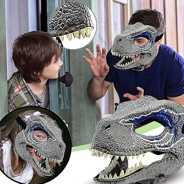 3D Dinosaurmaske Rollespill Hodeplagg Jurassic World Raptor Gi