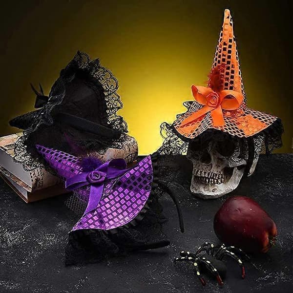 3 stk. Halloween heksehat pandebånd til maskeradefest