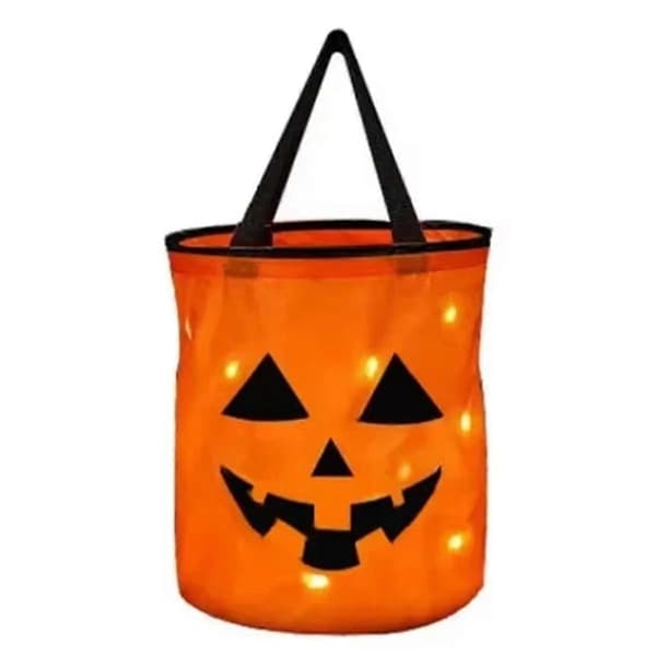 LED-lys Halloween gresskar godteribøtte for knask eller knep-fest