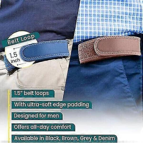 BeltBro Titanium Elastiskt Bälte Utan Spänne För Män - Passar 1,5 Tums Bälteshällor Komfort S-S S Black