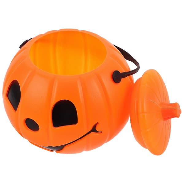 Plast Halloween-gresskar godteribøtte med lokk for festgodbiter