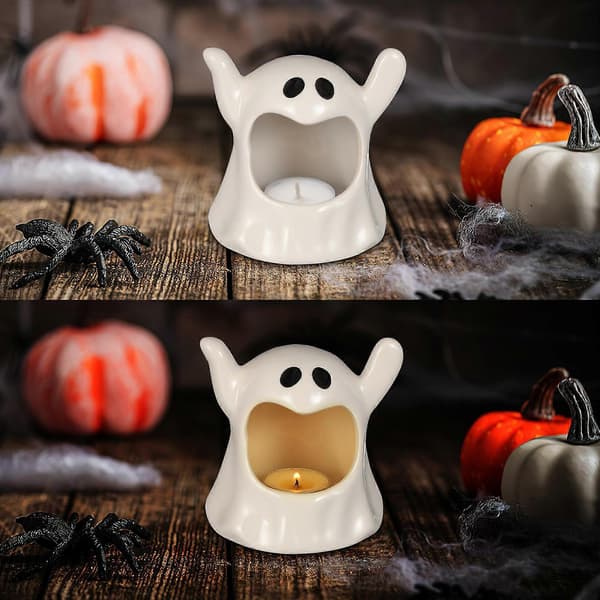 Keramisk Halloween-ljusstake i spökform för dekoration