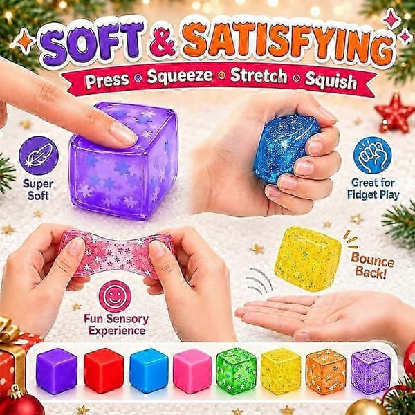 Julkalender 2026, 24-pack Squishy Cube Klämleksak Blind Box Set, Stresslindrande Fidget Leksaker, Rolig Julfestpresent för Barn 2
