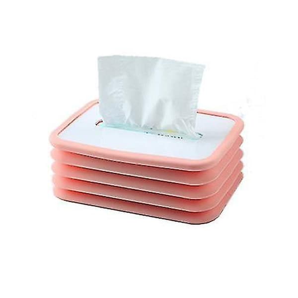 Sammenklappelig bilvævsholder med elastisk løftebeslag, skrivebordsunderlag til servietter Pink