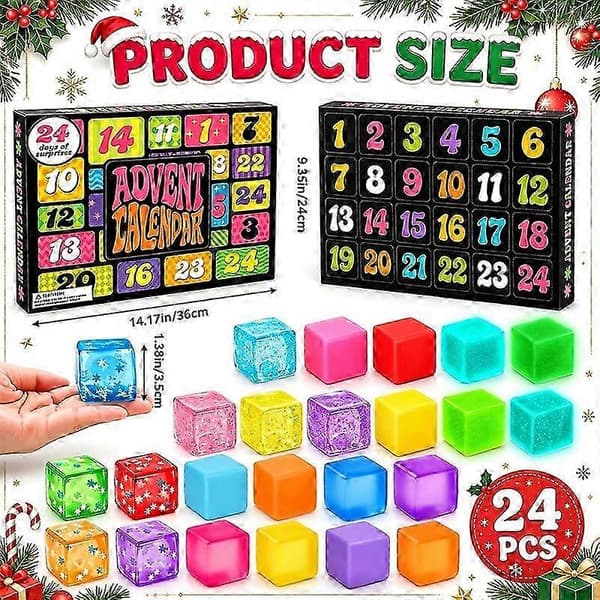Julkalender 2026, 24-pack Squishy Cube Klämleksak Blind Box Set, Stresslindrande Fidget Leksaker, Rolig Julfestpresent för Barn 2
