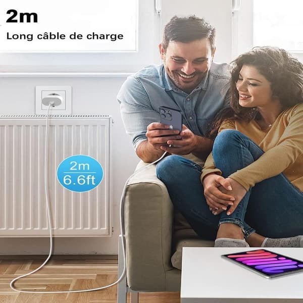 30W Hurtig USB-C Oplader til iPhone 15/16 & iPad Pro/Air med 2M Kabel[YDE]