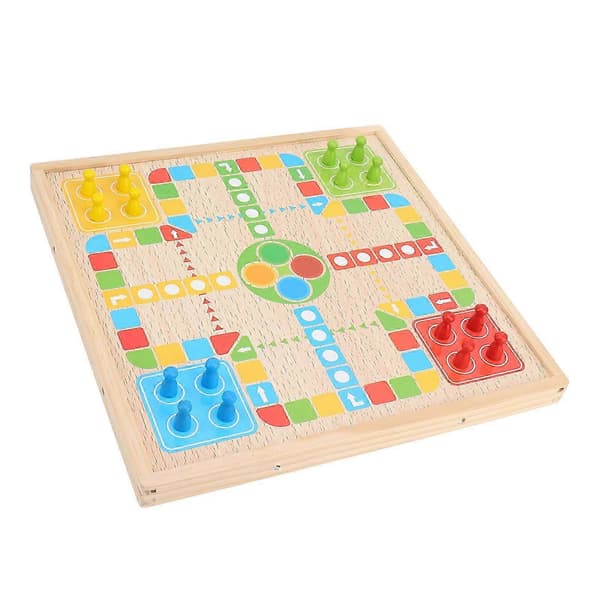 2 i 1 Flyvende Skak Træbræt Legetøj 35,2x35,2x2,7cm til Børn