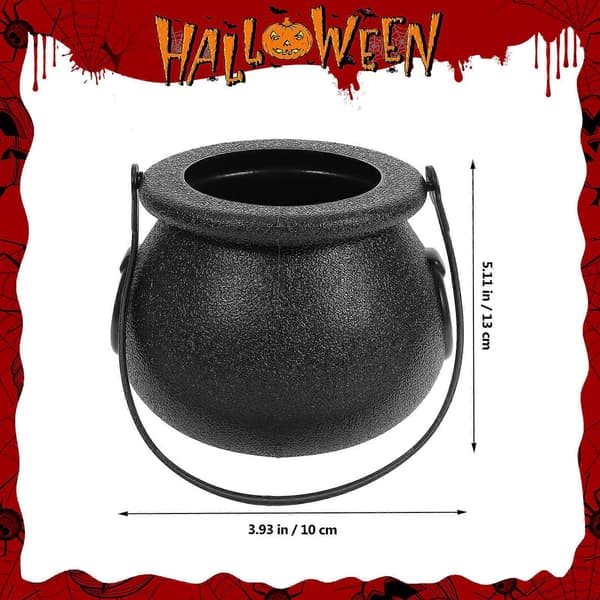 2 stk. Halloween heksebøtter, bærbare heksebøtter for barn, rund Halloween-godteribøtte (svart)