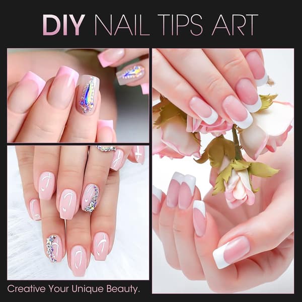 500 Pieces Short Nail Tips for Acrylic Nails, Clear Fake Short Artificial Tips with Box