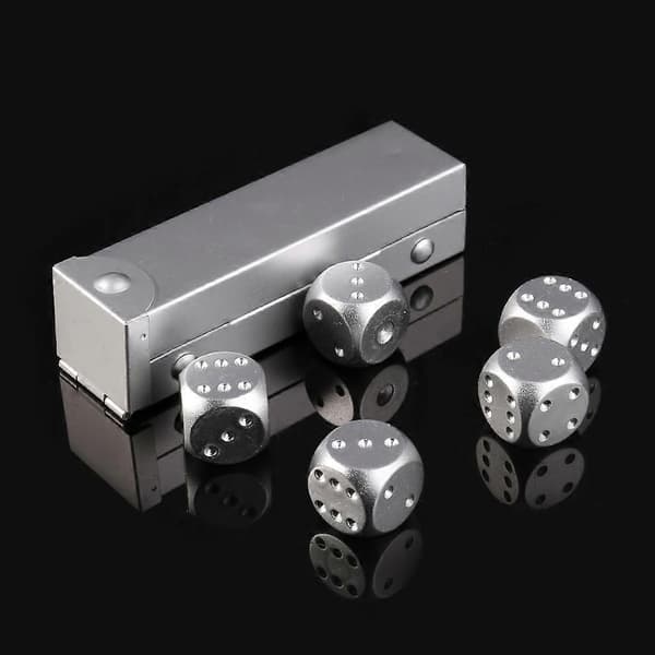 5 stk/sæt 16 mm D6 ansigter DIY brætspil gravering legetøj digitalt nummer aluminiumslegering terninger til festspil terninger med til C sølv Silver