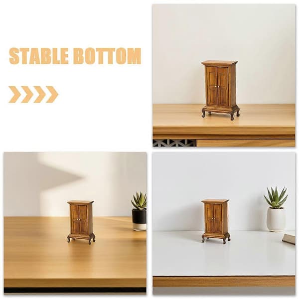 Miniatyr Møbelmodell Dobbeltdør Garderobe for Dekorasjon Kaffe Tre Skap