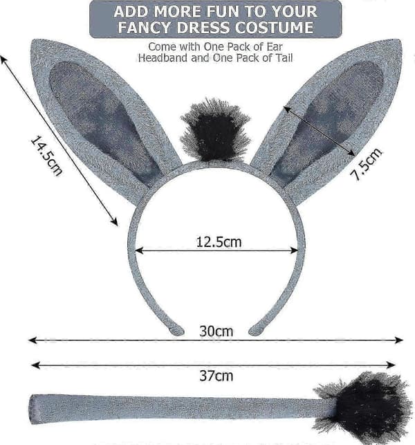 Djurkostymset med öron, diadem och svans - Perfekt för maskeradfester