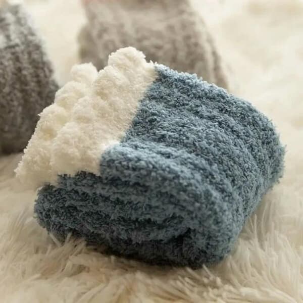 Fuzzy Rag Socks - Plysch Varm Fleece Blå blå blue